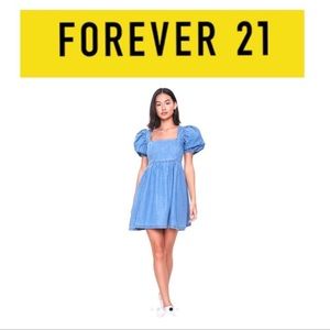 Denim puff sleeve dress